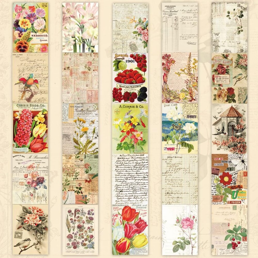 537pcs Vintage Washi Stickers and Papers for Scrapbooking, Ephemera Book for Jou - Picture 5 of 8